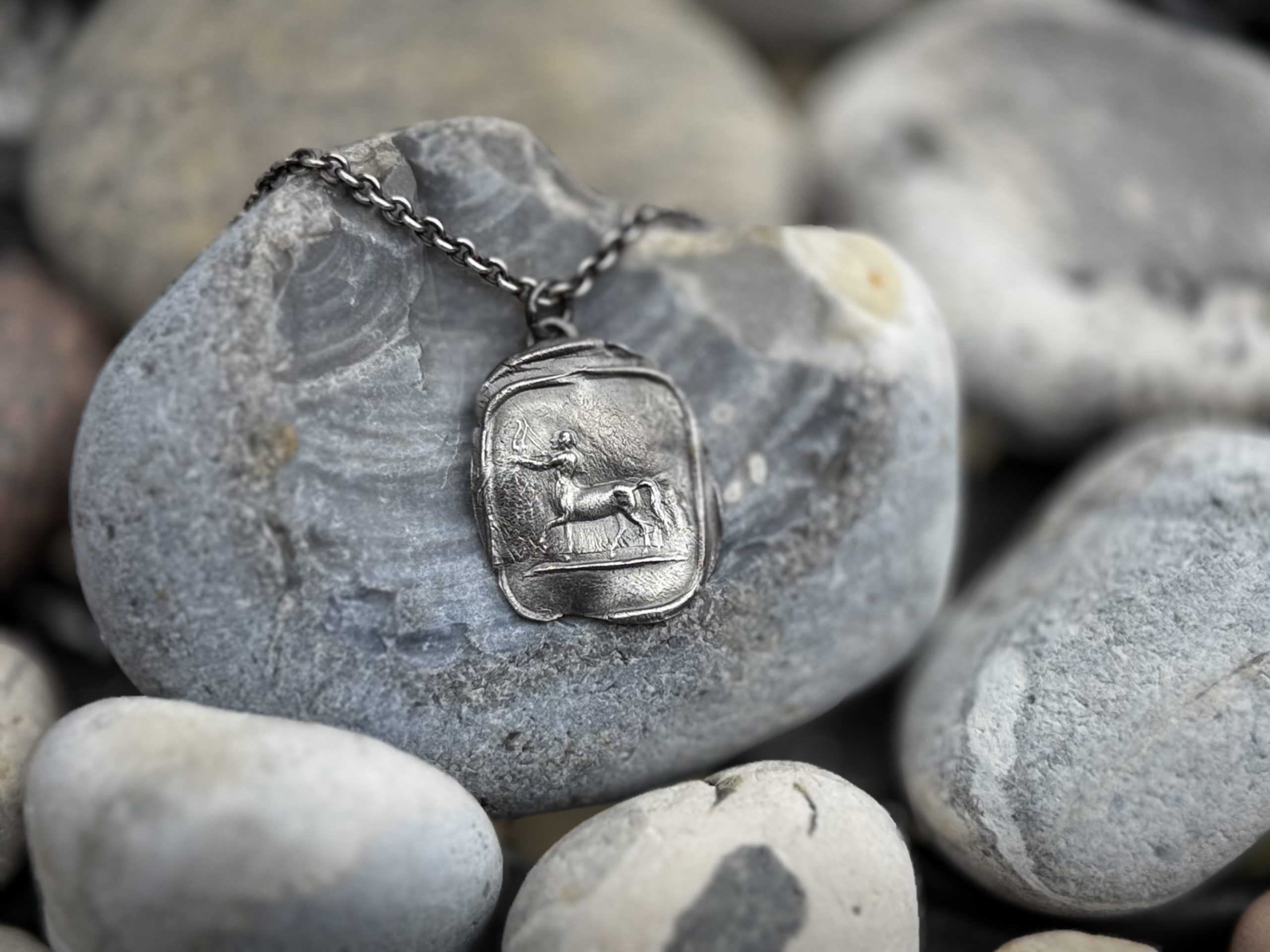 Centaur Wax Seal Pendant | Holly Clover Jewellery | Handmade Silver Jewellery | Silversmith | Cambridge UK