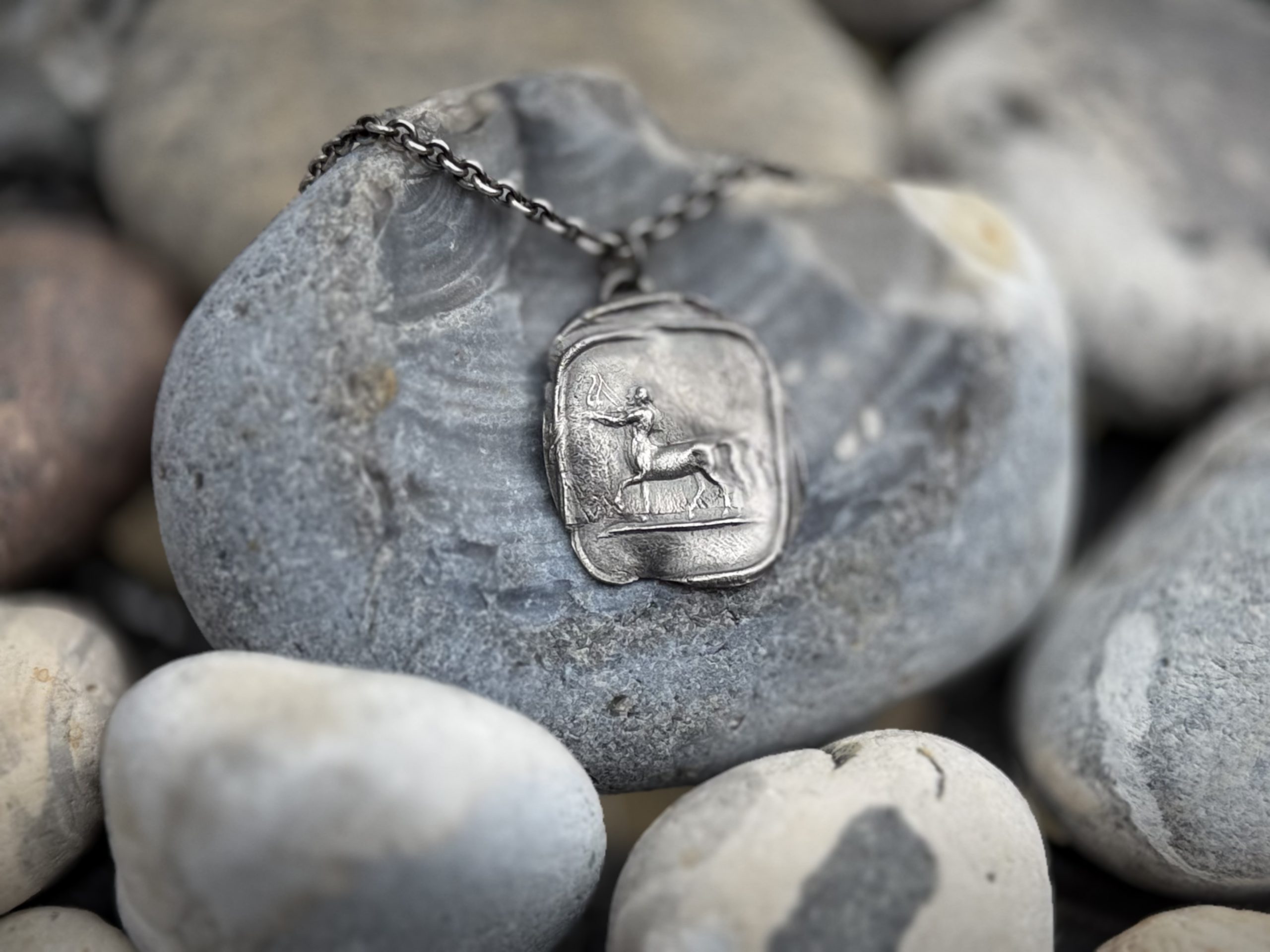 Centaur Wax Seal Pendant | Holly Clover Jewellery | Handmade Silver Jewellery | Silversmith | Cambridge UK