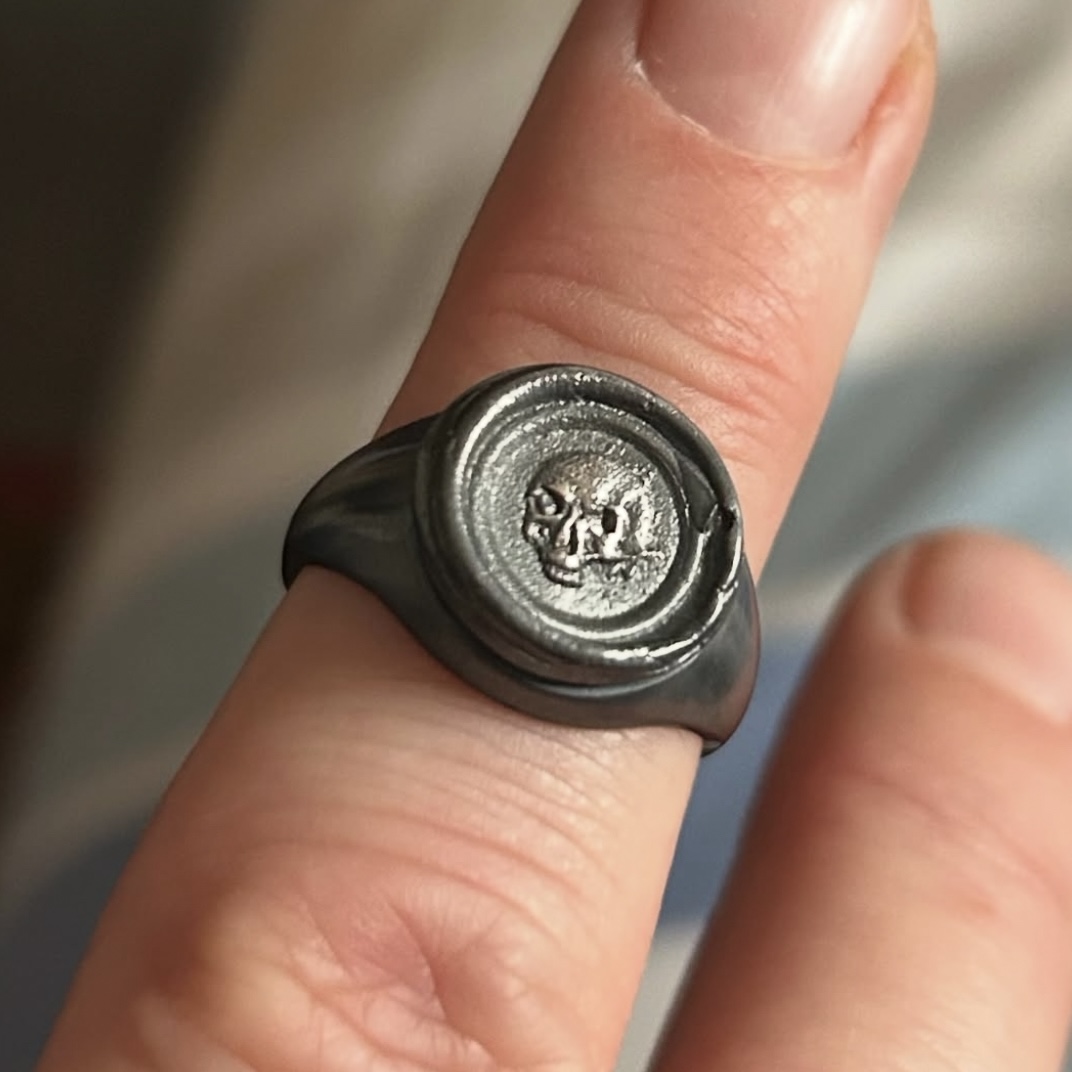 Skull Silver Signet Ring Made To Order | Holly Clover Jewellery | Handmade Silver Jewellery | Silversmith | Cambridge UK