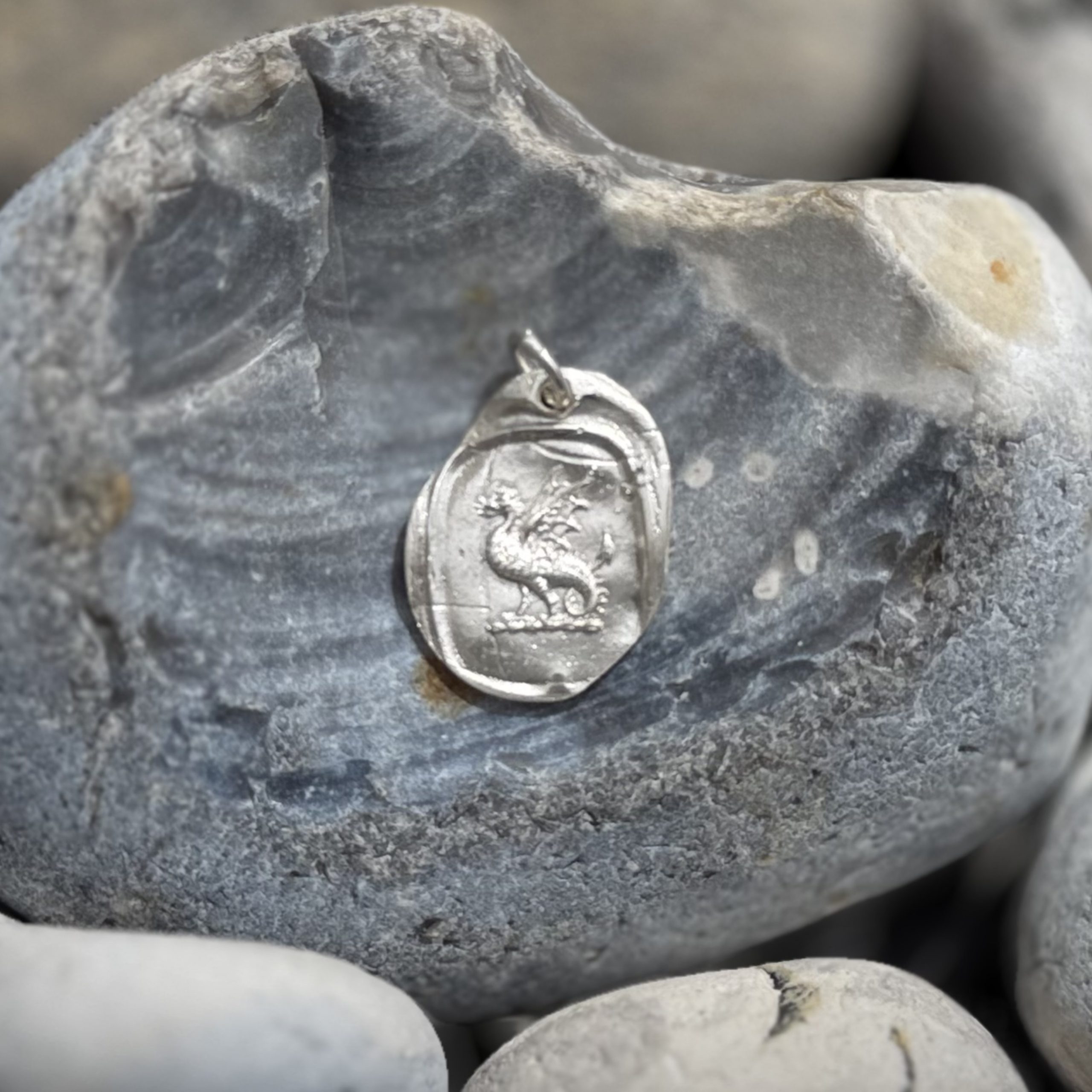 Dragon Wax Seal Pendant | Holly Clover Jewellery | Handmade Silver Jewellery | Silversmith | Cambridge UK
