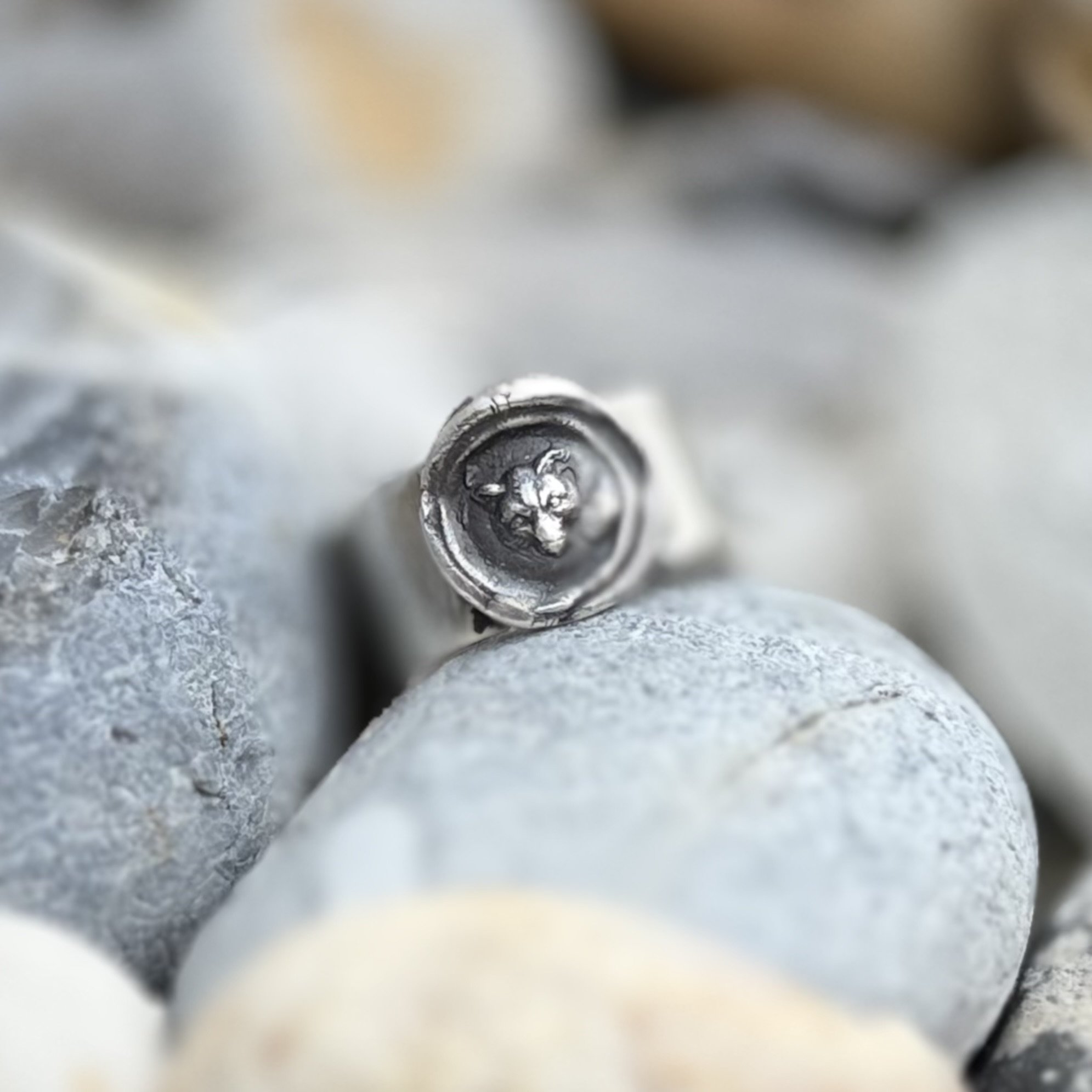 Fox Wax Seal Band Ring Made To Order | Holly Clover Jewellery | Handmade Silver Jewellery | Silversmith | Cambridge UK