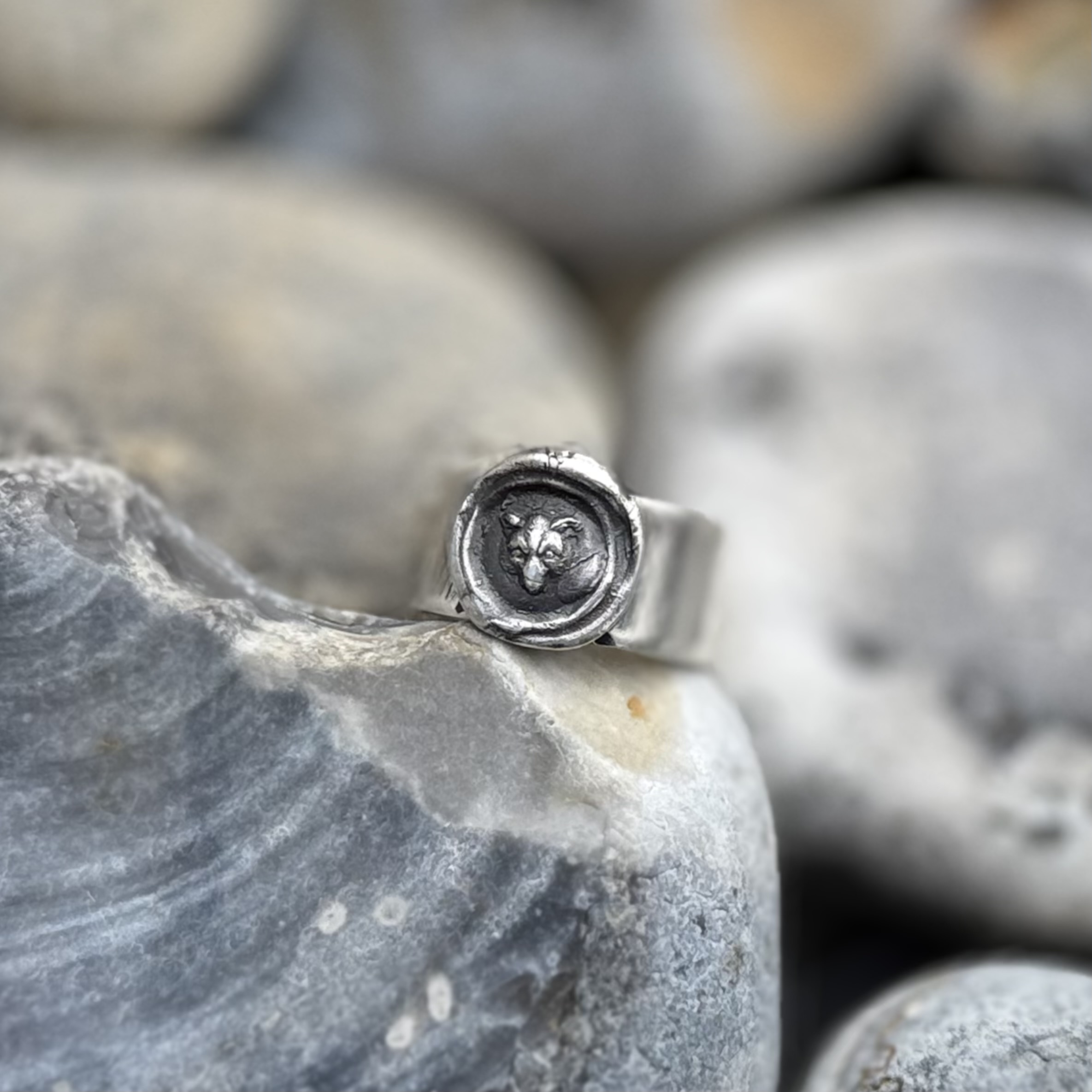 Fox Wax Seal Band Ring Made To Order | Holly Clover Jewellery | Handmade Silver Jewellery | Silversmith | Cambridge UK