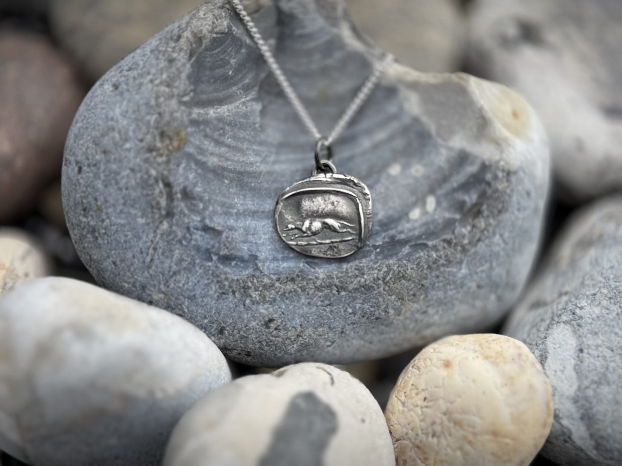 Greyhound Wax Seal Pendant | Holly Clover Jewellery | Handmade Silver Jewellery | Silversmith | Cambridge UK