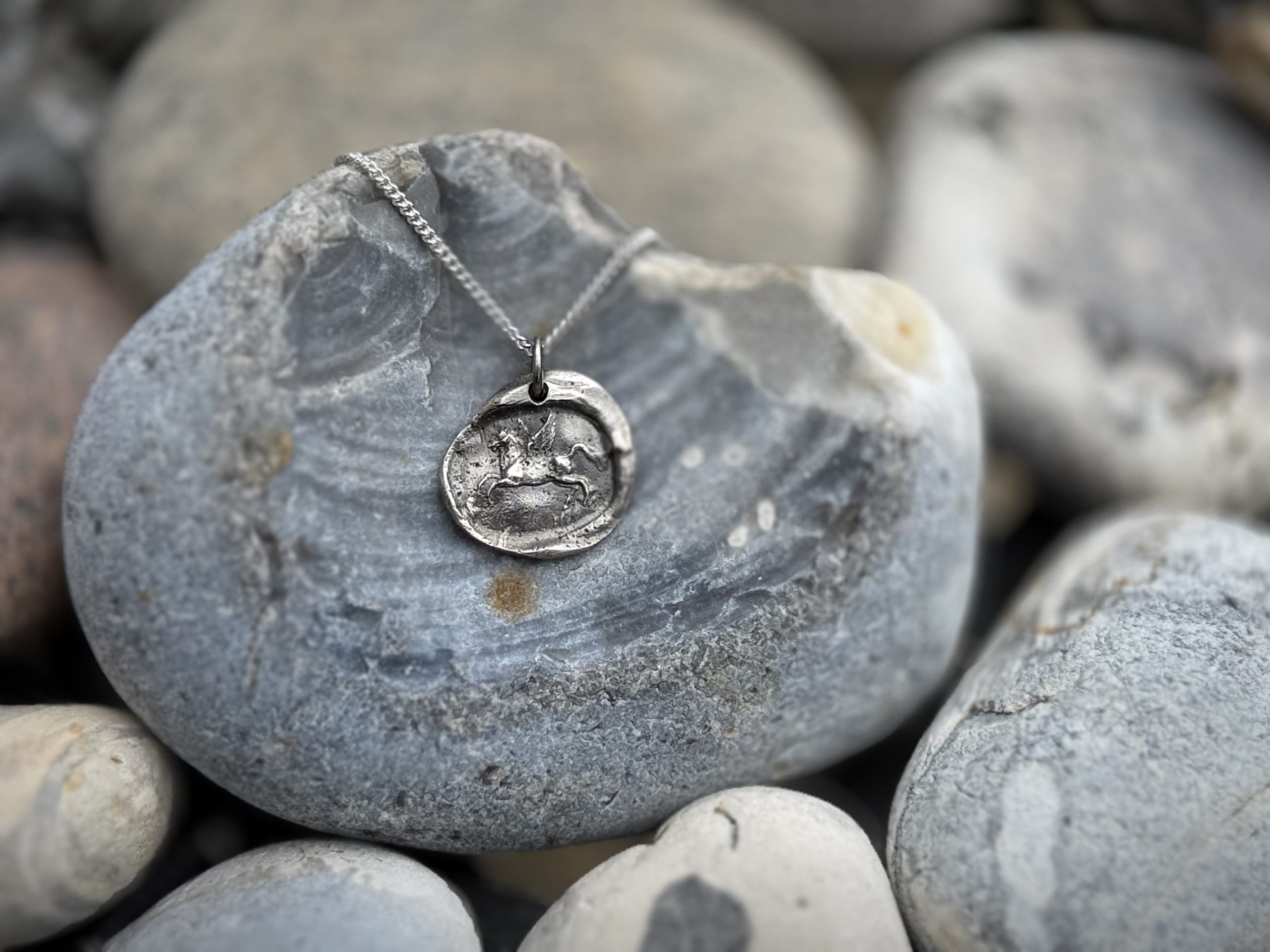 Pegasus Wax Seal Pendant | Holly Clover Jewellery | Handmade Silver Jewellery | Silversmith | Cambridge UK