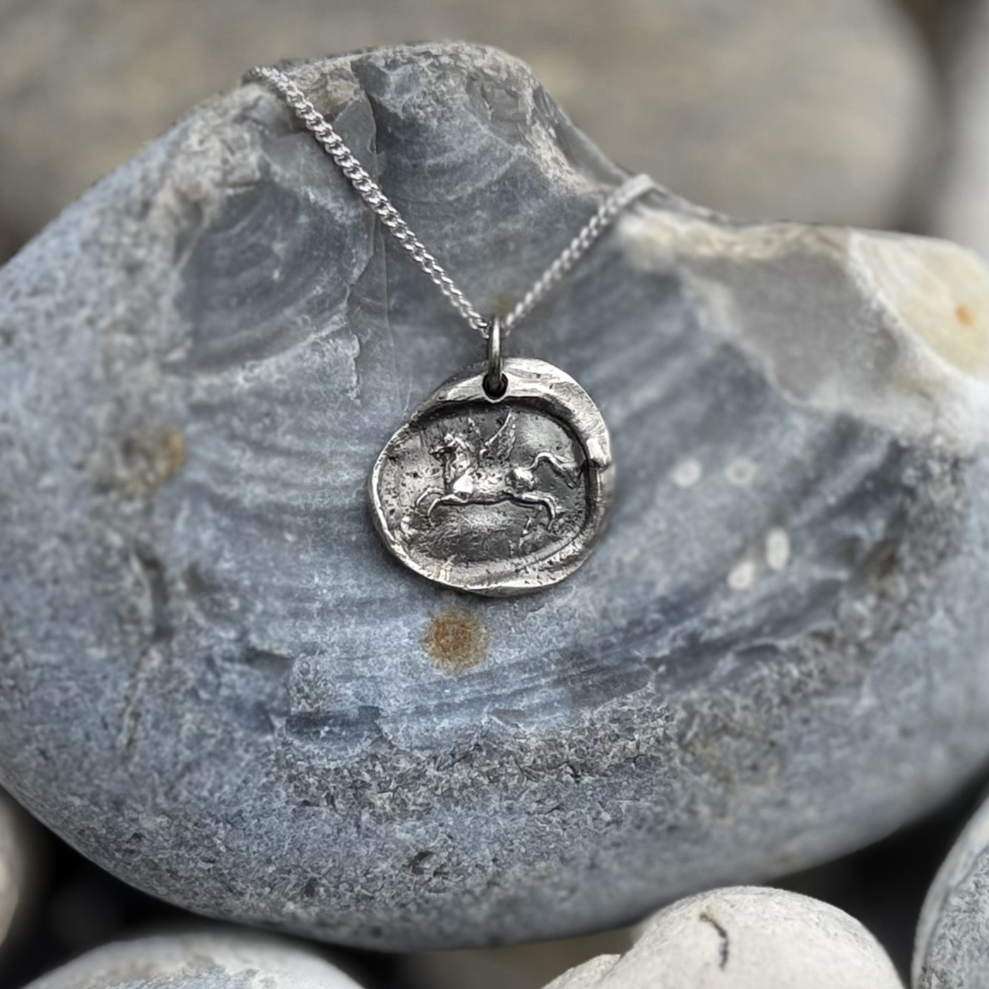 Pegasus Wax Seal Pendant | Holly Clover Jewellery | Handmade Silver Jewellery | Silversmith | Cambridge UK