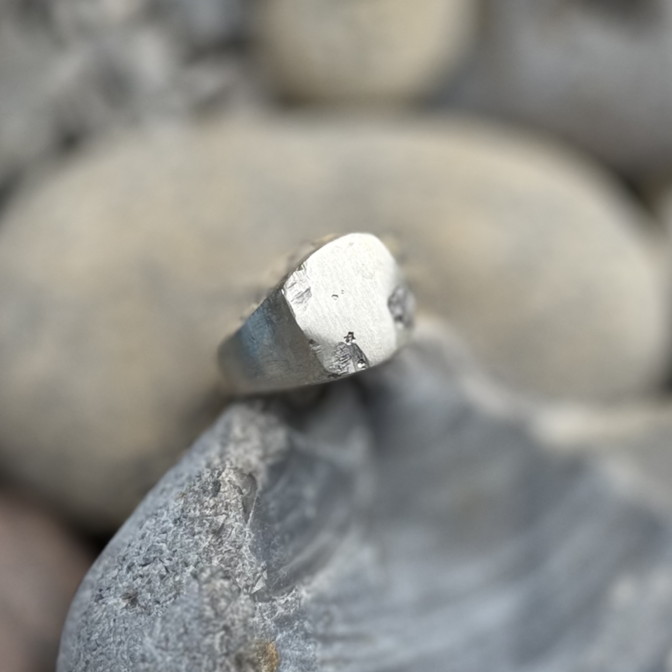 Signet Ring Sand Cast Silver Made To Order | Holly Clover Jewellery | Handmade Silver Jewellery | Silversmith | Cambridge UK