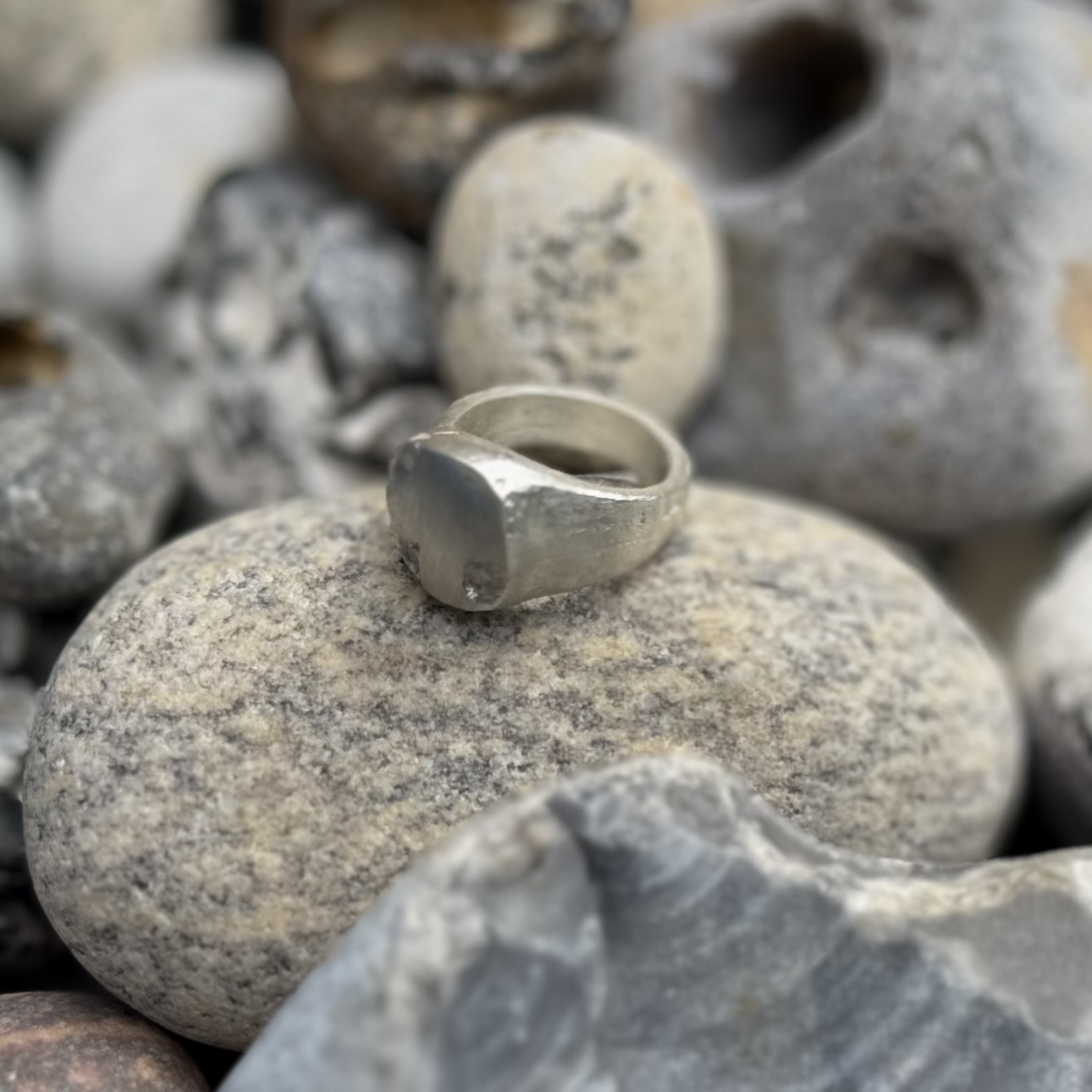 Signet Ring Sand Cast Silver Made To Order | Holly Clover Jewellery | Handmade Silver Jewellery | Silversmith | Cambridge UK
