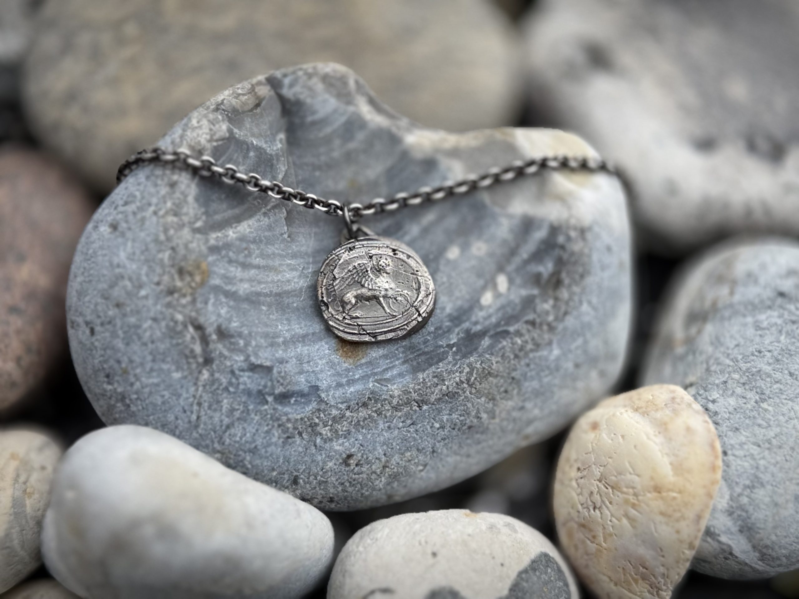Sphinx Wax Seal Pendant | Holly Clover Jewellery | Handmade Silver Jewellery | Silversmith | Cambridge UK