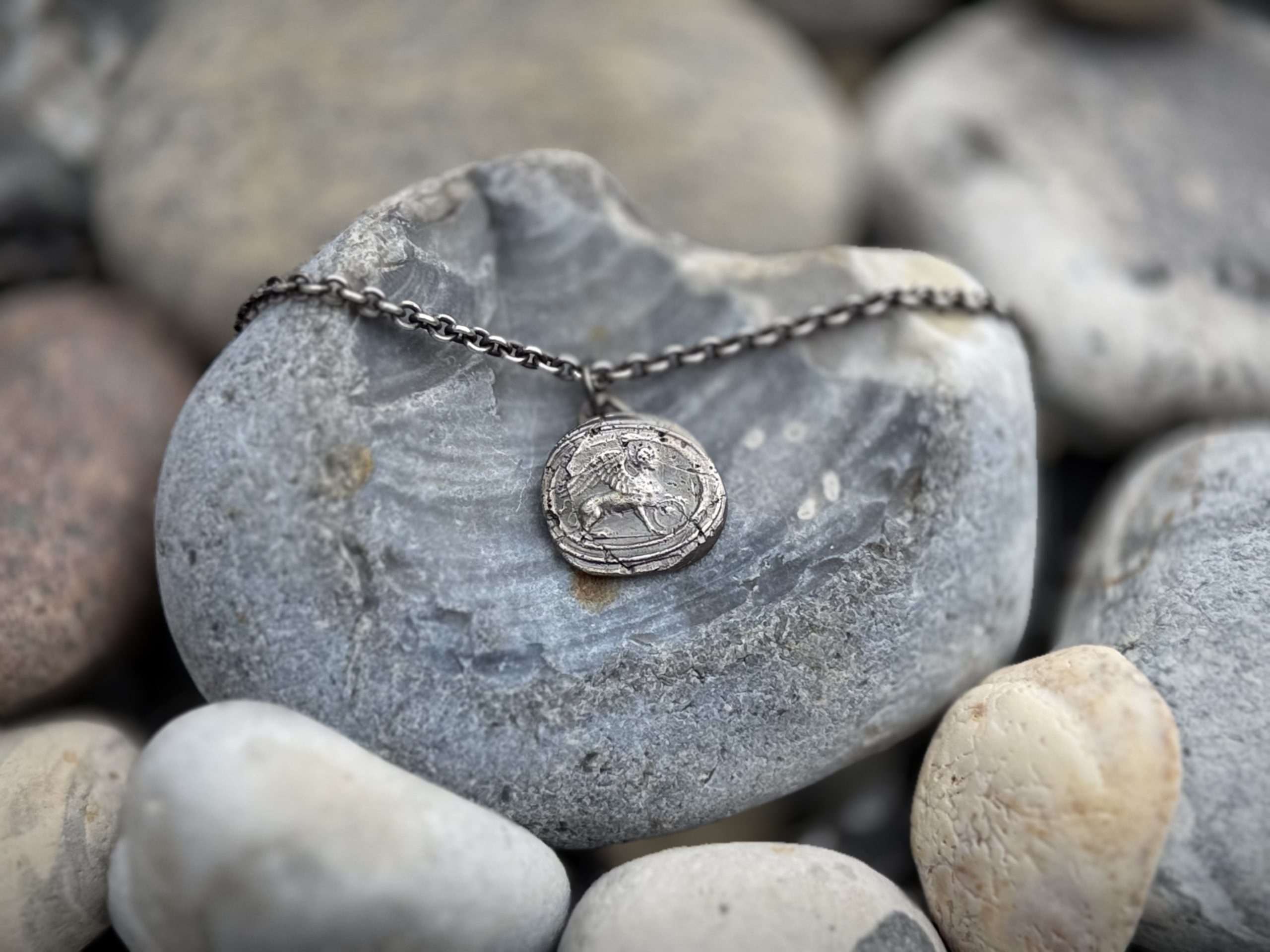 Sphinx Wax Seal Pendant | Holly Clover Jewellery | Handmade Silver Jewellery | Silversmith | Cambridge UK