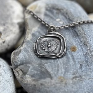 Thistle Wax Seal Pendant | Holly Clover Jewellery | Handmade Silver Jewellery | Silversmith | Cambridge UK