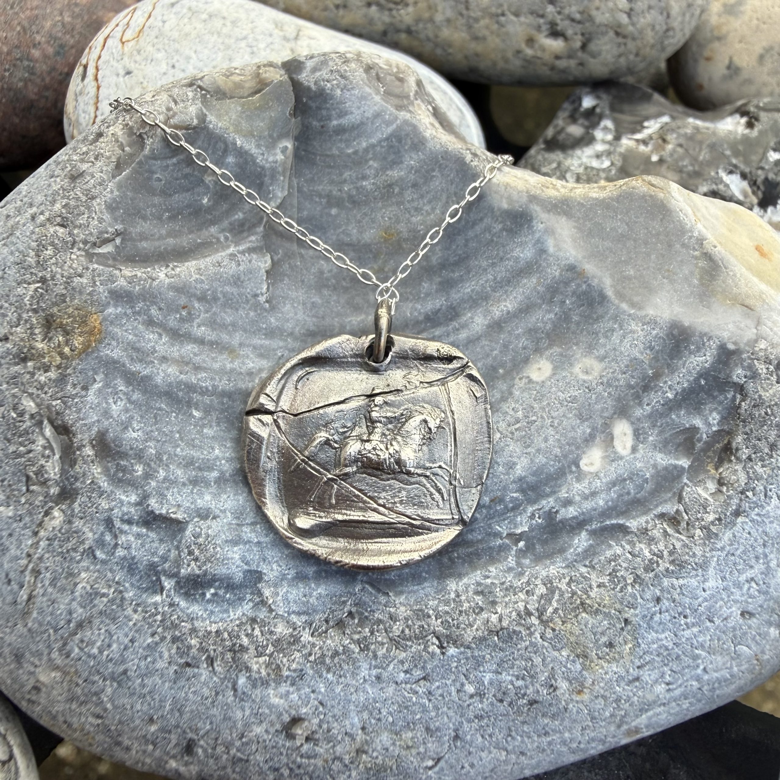 Horse and Rider Wax Seal Pendant