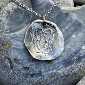 Double Dragons Wax Seal Pendant | Holly Clover Jewellery | Handmade Silver Jewellery | Silversmith | Cambridge UK