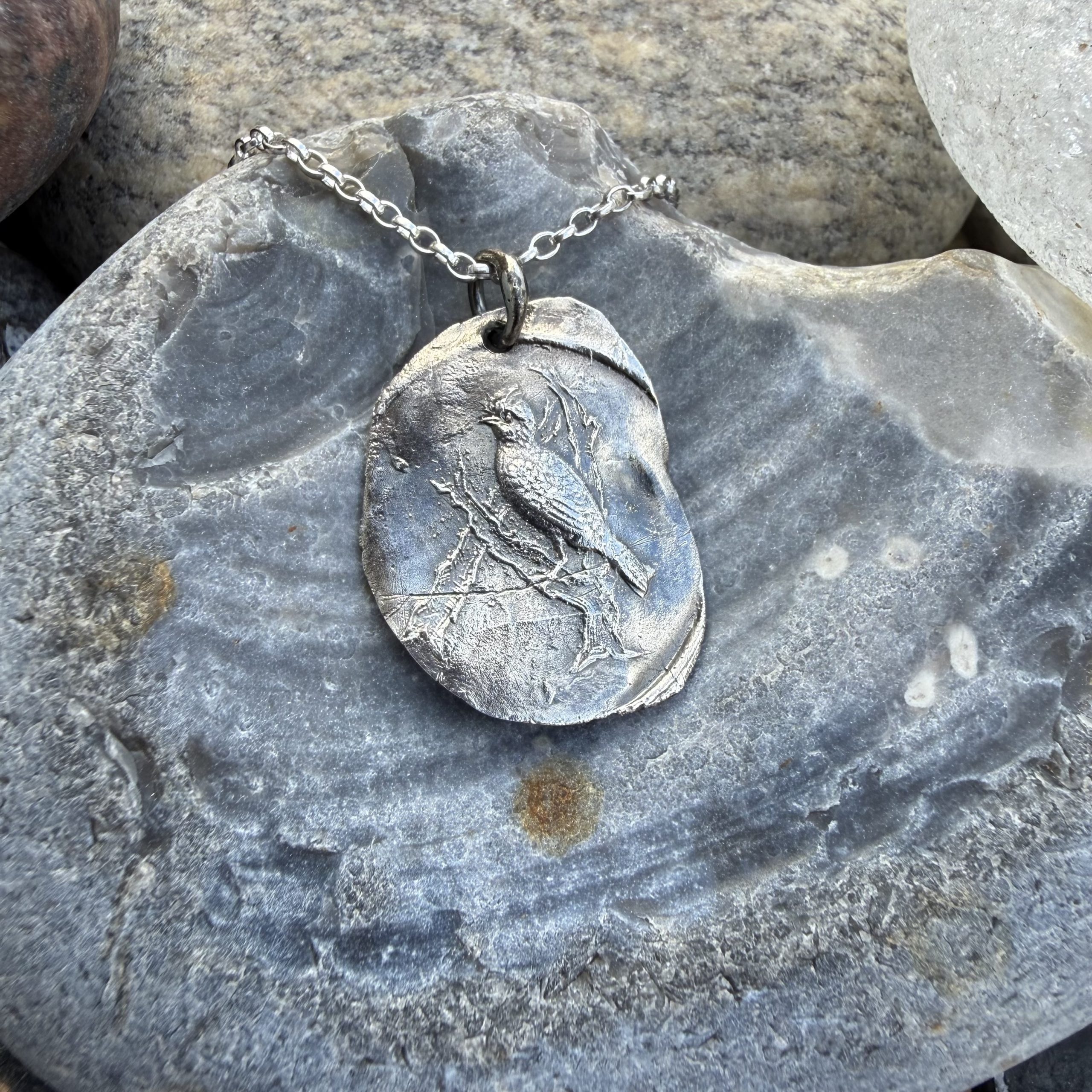 A with Bird Wax Seal Pendant | Holly Clover Jewellery | Handmade Silver Jewellery | Silversmith | Cambridge UK