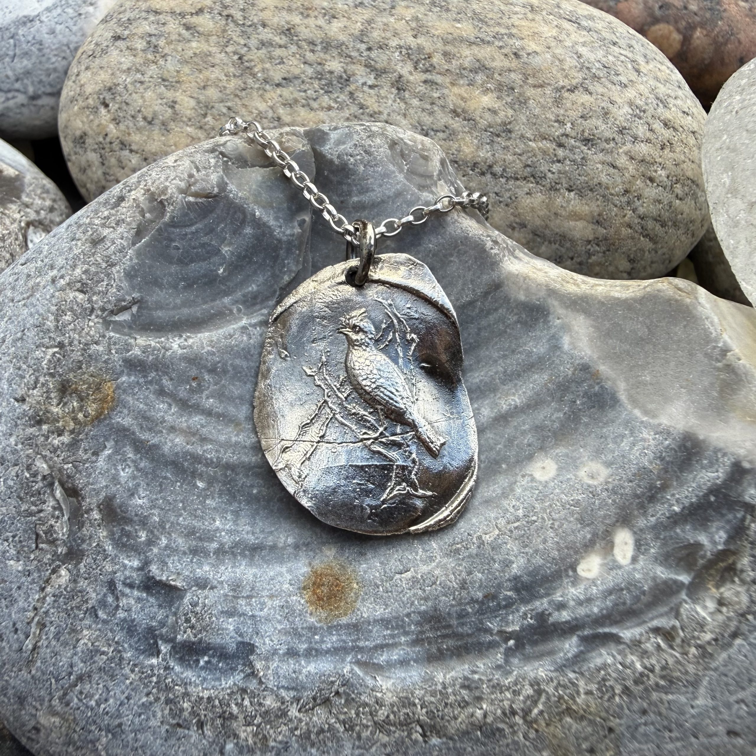 A with Bird Wax Seal Pendant | Holly Clover Jewellery | Handmade Silver Jewellery | Silversmith | Cambridge UK