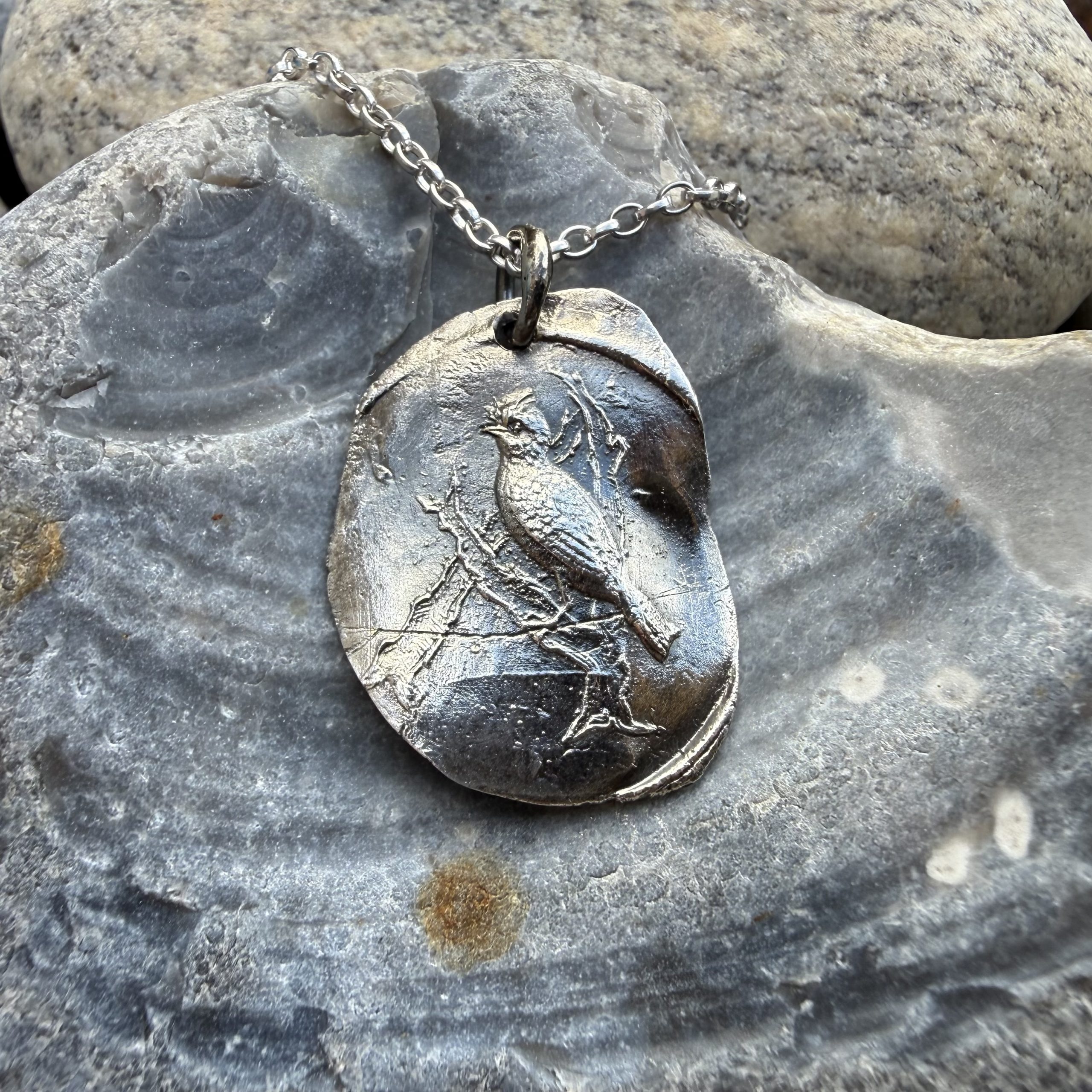 A with Bird Wax Seal Pendant | Holly Clover Jewellery | Handmade Silver Jewellery | Silversmith | Cambridge UK