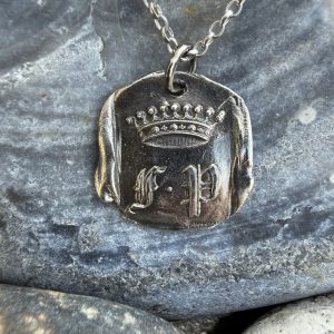 FP with Crown Wax Seal Pendant | Holly Clover Jewellery | Handmade Silver Jewellery | Silversmith | Cambridge UK