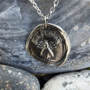 Bee Wax Seal Pendant | Holly Clover Jewellery | Handmade Silver Jewellery | Silversmith | Cambridge UK