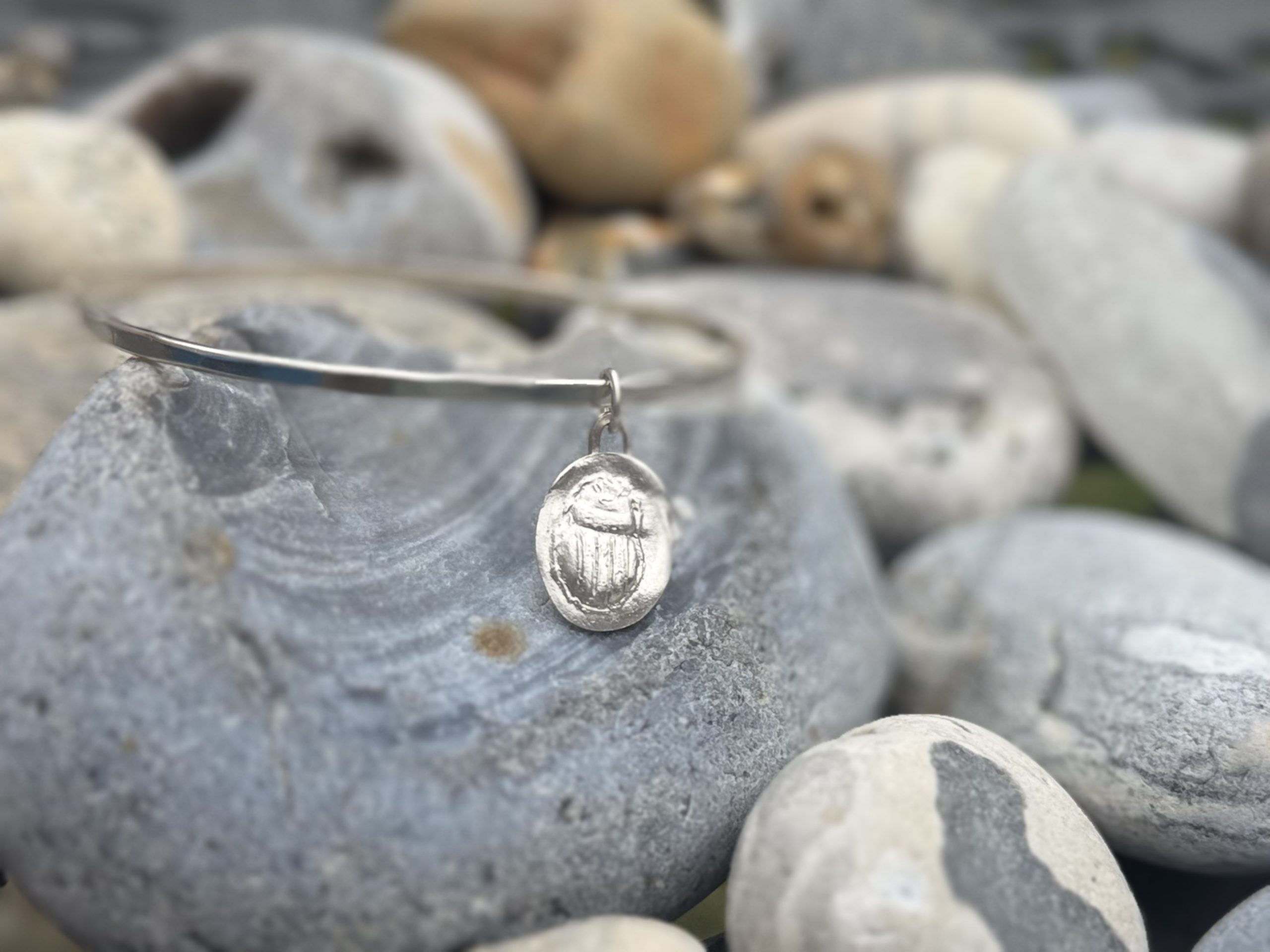 Scarab Wax Seal Charm Bangle - Image 4